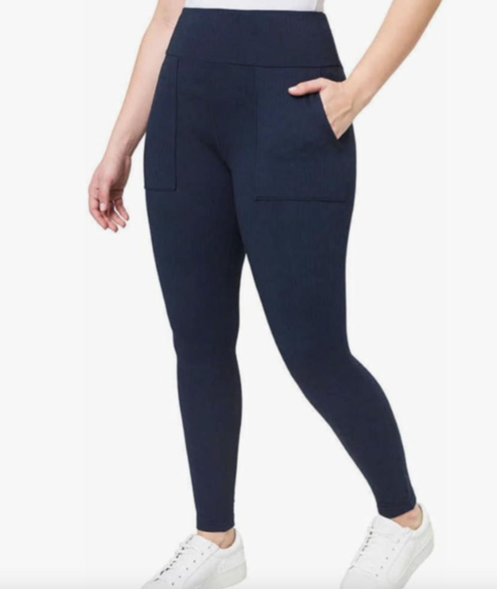 Mondetta Womens Midweight High Rise Jacquard Knit Legging, Navy blue, Size S